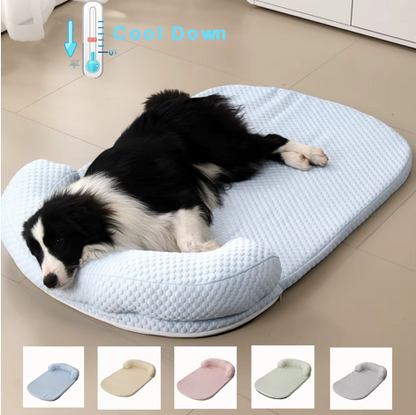 Paw & Pause Ice Silk Cooling Dog Bed with Pillow